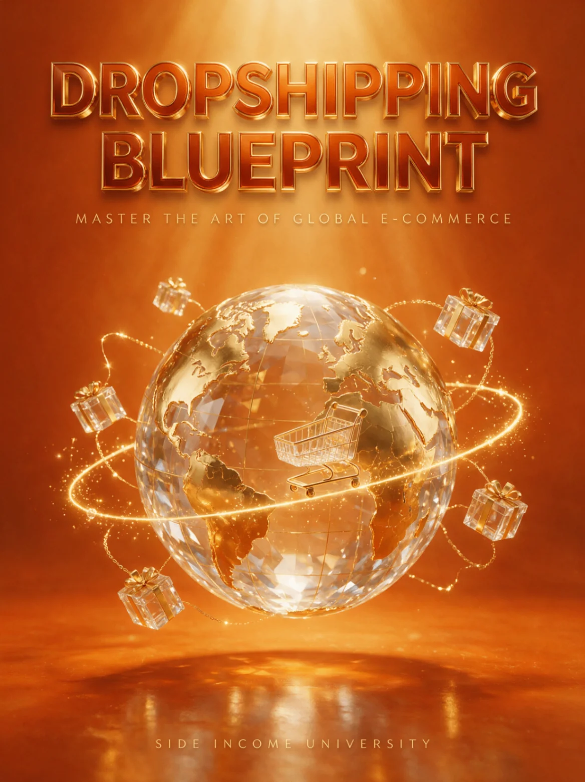 Dropshipping Blueprint course cover: A beginner's guide to building, launching, marketing, and scaling an online store from scratch.